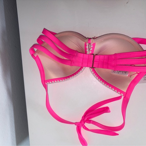 NWT Neon Underwire Tassel Halter Bikini Top - Picture 3 of 7